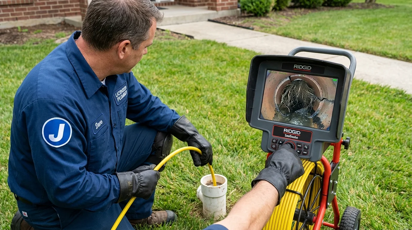 Sewer camera inspection being performed by Johns Plumbing LLC in Wayne